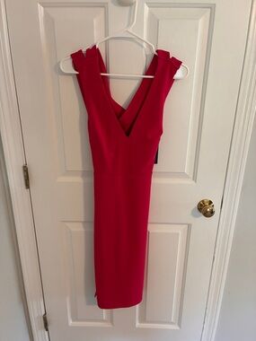 Lulu's Fuchsia V-Neck Sleeveless Midi Dress